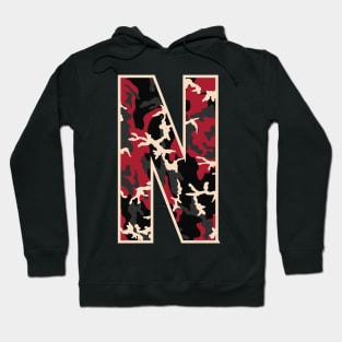 Initial Capital Letter N Camo Alphabet Gift Women Men Kids Hoodie